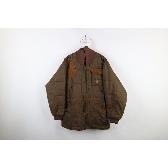 Vtg 70s 80s Bob Allen Mens XL Thrashed Suede Trim Shooting Hunting Jacket USA - Picture 1 of 16